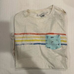 Men’s Cream Tee with Blue Pocket